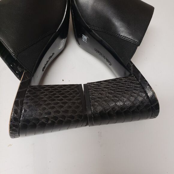 Calvin Klein Women’s Open Toe Mule Chunky Heel Snakeskin Accent Size 11M NWOB - Picture 12 of 14